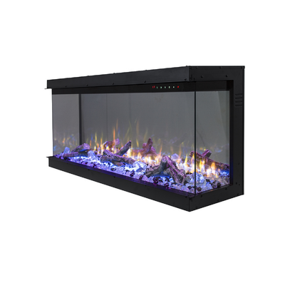 Haiti 60 Einbau-3D-Elektrokamin, Art Flame, 533x1524x332 mm, 1500W, mehr als 100 Farbkombinationen, Thermostat, Brennholz und Kristalle 