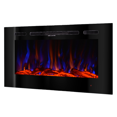 Elektrischer Einbau-/Wandkamin Beverly, Art Flame, 544x1016x140 mm, 1500W, 3 Flammenfarben, 5 Flammenintensitätsmodi, Brennholz und Kristalle