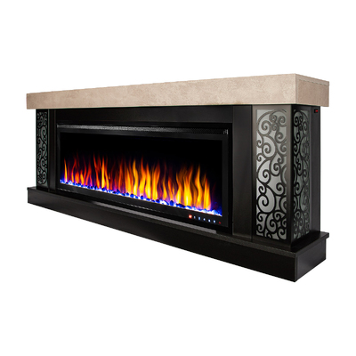 Elektrischer Kamin Kristalle und Dekosteine Galateea maxi &Schubert 50, Art Flame, 700x1800x275 mm, 1500W, mehr als 60 Farbkombinationen, Thermostat, Holzscheite, Kristalle und Kieselsteine