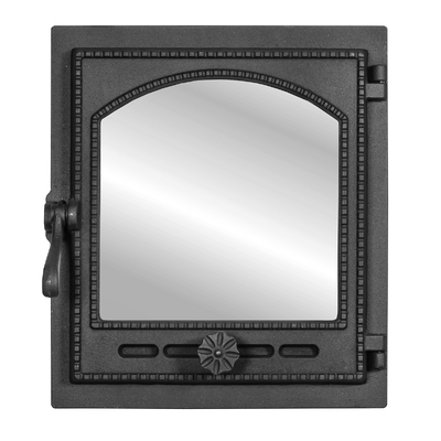 Ofentür K 404, 335×368 mm, Gusseisen, Hitzebeständigkeit 700–950℃, Drehöffnung