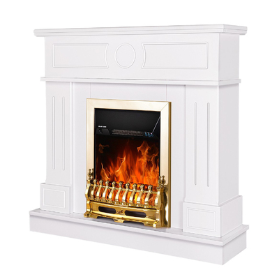 Elektrischer Kamin Ambasador und Galileo gold, Art Flame, 1000x1048x300 mm, 2000W, Thermostat, 5 Flammenintensitätsmodi, Timer