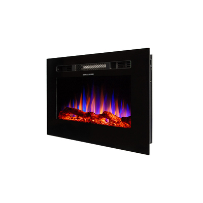 Elektrischer Einbau-/Wandkamin Aladin, Art Flame, 420x660x124 mm, 1500W, 3 Flammenfarben, 5 Flammenintensitätsmodi, Brennholz und Kristalle