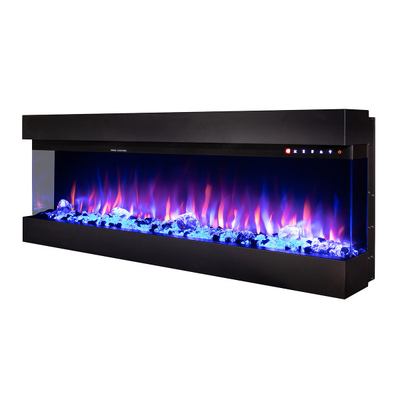 Dalas 100 3D Einbau- und Wand-Elektrokamin, Art Flame, 493x2540x200 mm,  1500 W, 30 Farbkombinationen, Thermostat, Holzscheite und Kristalle