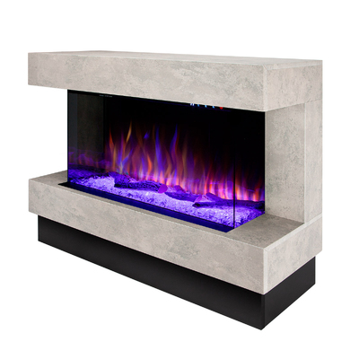 Elektrischer Kamin Glow & Haiti 33, Art Flame, 880x1100x350 mm, 1500W, 100 Farbkombinationen, Thermostat, Brennholz und Kristalle
