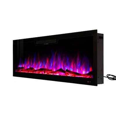 Elektrischer Einbau-/Wandkamin Vegas 50, Art Flame, 457x1270x126 mm, 1500W, 10 Flammenfarben, Thermostat, Brennholz und Kristalle