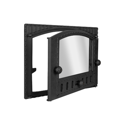 Ofentür K 202, 435×320 mm, Gusseisen, Hitzebeständigkeit 700–950℃, Drehöffnung