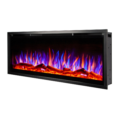 Elektrischer Einbau-/Wandkamin Schubert 42, Art Flame, 448x1068x146 mm, 1500W, mehr als 60 Farbkombinationen, Thermostat, Brennholz, Kristalle und Dekosteine
