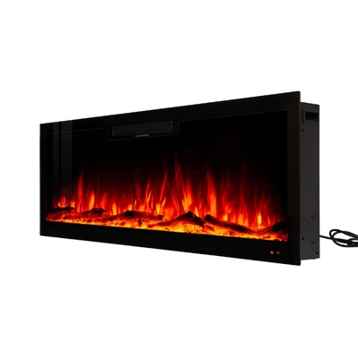 Elektrischer Einbau-/Wandkamin Vegas 42, Art Flame, 457x1067x126 mm, 1500W, 10 Flammenfarben, Thermostat, Brennholz und Kristalle